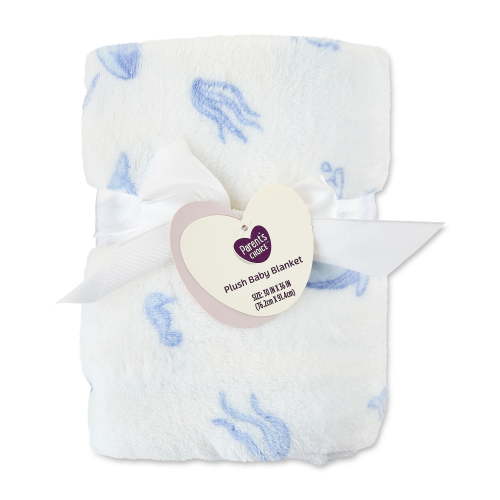 Parent's Choice Nautical Baby Blanket - Blue/White Plush