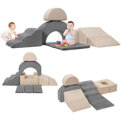Soft Foam Climbing Blocks for Toddlers - 7-Piece Indoor Play Set with Slide& Ramp - Crawling & Building Activity for Home, Kindergarten & Playground