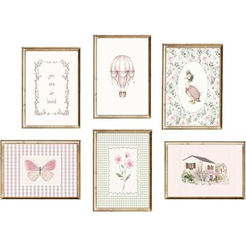 Vintage Girl Nursery Wall Art Prints Pink Floral Baby Girl Room Decor 8x10