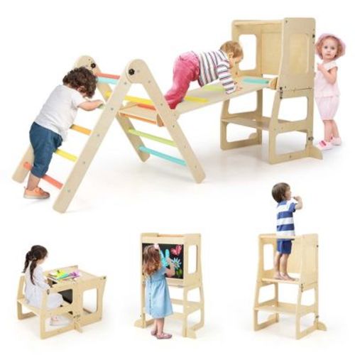 Costway 7-in-1 Toddler Climbing Toy Set With Reversible Ramp Convertible Step Stool Multi-colored