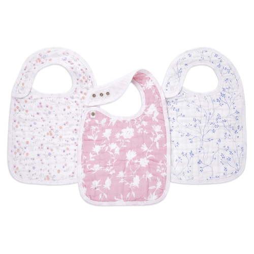 aden + anais, classic snap bibs, ma fleur 3-pack