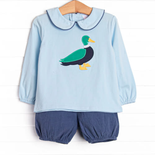 Mid-season Mallard Applique Bloomer Set, Blue – Stitchy Fish