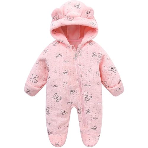Fairy Baby Newborn Baby Bear Suit Thin Fleece Footie Romper Snowsuit Hooded Jumpsuit Bodysuit Winter Clothes Boy Girl 0-12M