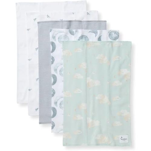 Burt's Bees Baby 100% Organic Cotton Burp Cloths, 17x11.75 in, 5-Pack