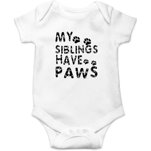 AW Fashions My Siblings Have Paws Baby Bodysuit Cute Newborn Girl Outfits Coming Home Outfit Boy Romper (6 Months, Sports Grey)