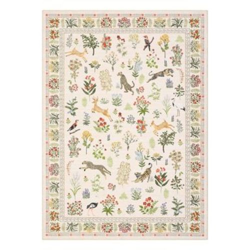 Washable Area Rug Farmhouse Animal Floral Rug for Living Room, Non Shedding Non Slip Carpet, Low Pile Washable Soft Boho Indoor Rugs