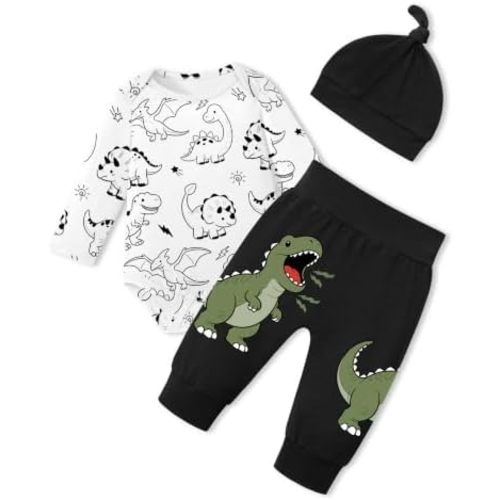 Baby Boy Clothes Dinosaur Print Infant Boy Outfits 3PCS Clothing Set