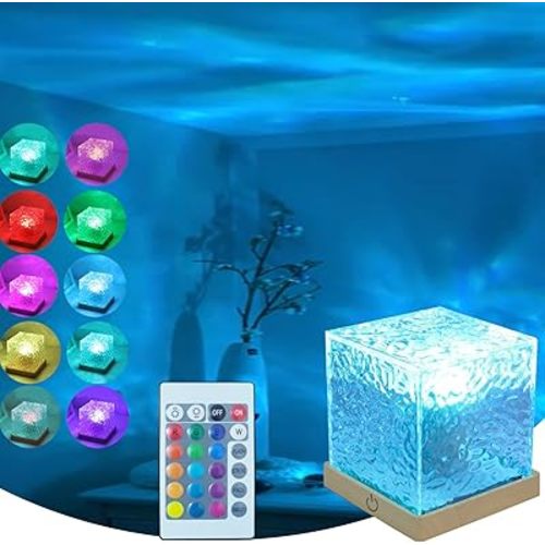 Water Ripple Projector Light - Ocean Wave Projector Lamp Under Water lamp Cube Northern Lights Aurora Mood Night Light for Shower Bedroom Stress Relief