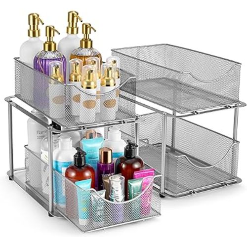 Sorbus 2-pack Under Sink Sliding Organizers & Storage (silver)
