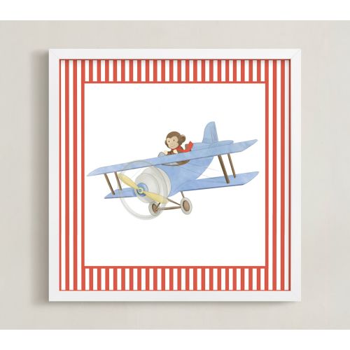 Minted® Safari Planes Wall Art Collection | 16x16 | Monkey | White Wood | Pottery Barn Kids