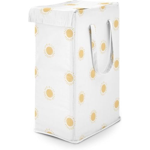 Sweet Jojo Designs Laundry Hamper (White & Yellow Boho Sun) for Girls & Boys, Foldable Dirty Clothes Basket with Handles for Baby Nursery, Kids Bedroom, Teen Bathroom (Bohemian, Celestial Sky, Desert)
