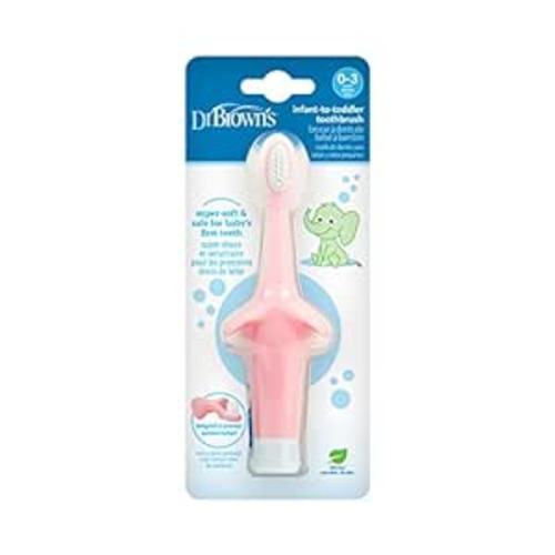 Amazon.com : Dr. Brown's Infant-to-Toddler Training Toothbrush, Soft for Baby's First Teeth, Pink Elephant, 0-3 Years : Health & Household