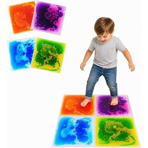 Sensory Liquid Floor Tiles for Kids, Non-Slip Activity Play Mats, Decorative Tiles for Autism & Early Learning, Colorful Sensory Toys for Indoor & Outdoor Playroom