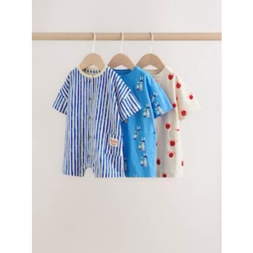 Buy Blue Safari Jersey Baby Rompers 3 Pack from Next USA