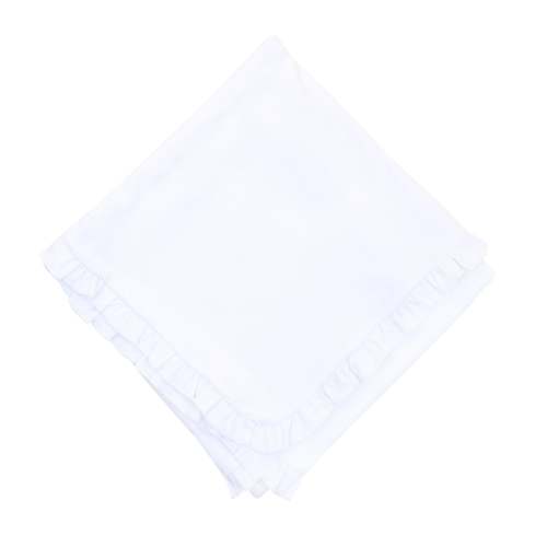 Essentials Ruffle Receiving Blanket - White