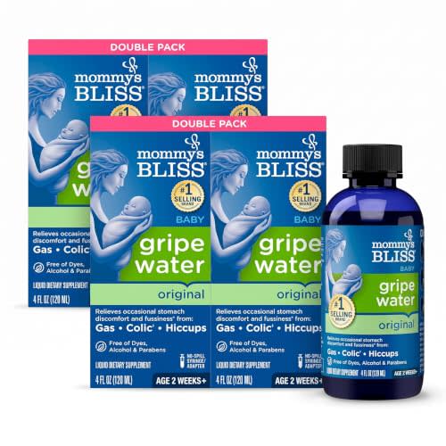 Mommy's Bliss Original Gripe Water, Gas and Colic Relief, Gentle and Safe, Made for Infants, 2 Weeks+, 4 Fl Oz (Pack of 4)