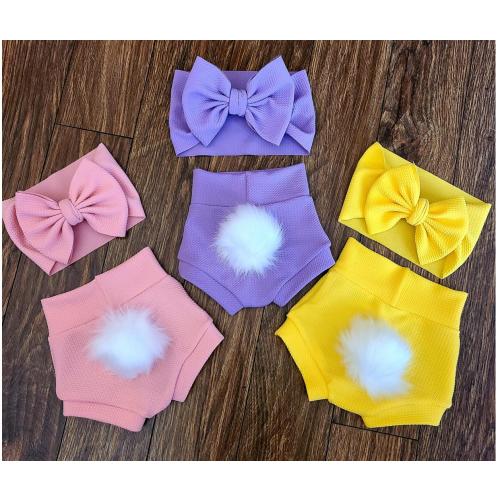 Easter Baby Bummies with Detachable Tail - Matching Bow Headwrap included