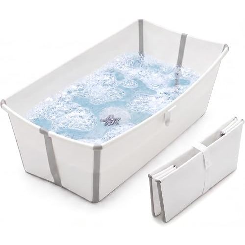 Stokke Flexi Bath X-Large Baby Bathtub - 31.5 x 15.7 x 9.4 in, White Grey