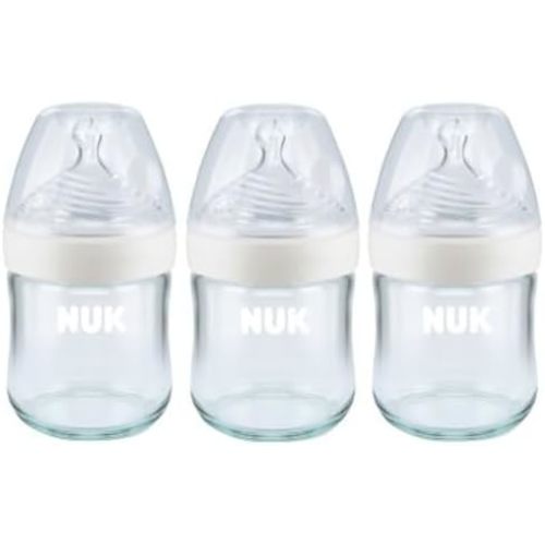 NUK Simply Natural Glass Baby Bottle, 4oz, 3-Pack