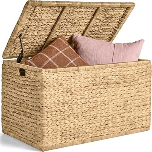 Best Choice Products 30" Storage Trunk w/Lid & Handles, Wicker Storage Toy Chest, Rattan Storage Bench, Wedding Trunk, Assembled for Living Room, Bedroom, & Kids' Room - Natural