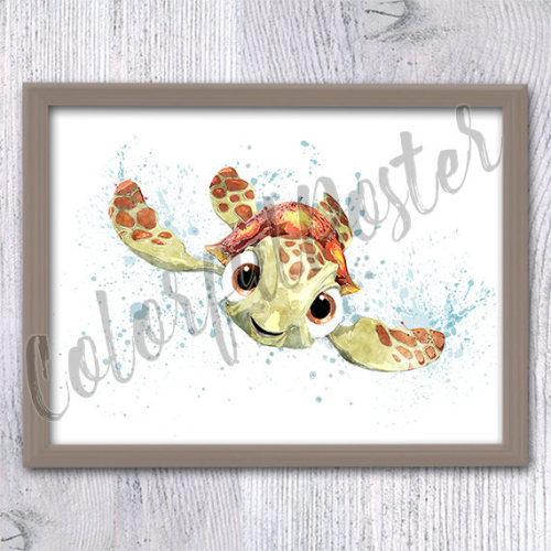 Finding Nemo nursery, Turtle Squirt, Nemo, Kids room, finding Nemo baby shower, Nursery wall, Nemo print, Baby room baby girl nursery V77