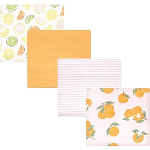 Hudson Baby Unisex Baby Cotton Flannel Receiving Blankets, Citrus Orange, One Size
