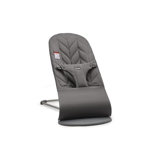 BabyBjörn Bouncer Bliss, Anthracite, Woven, Petal Quilt | 2-in-1 Adjustable Baby Bouncer Seat and Toddler Chair, Newborn to Toddler (8-29 lbs), 4 Positions, Lightweight & Portable