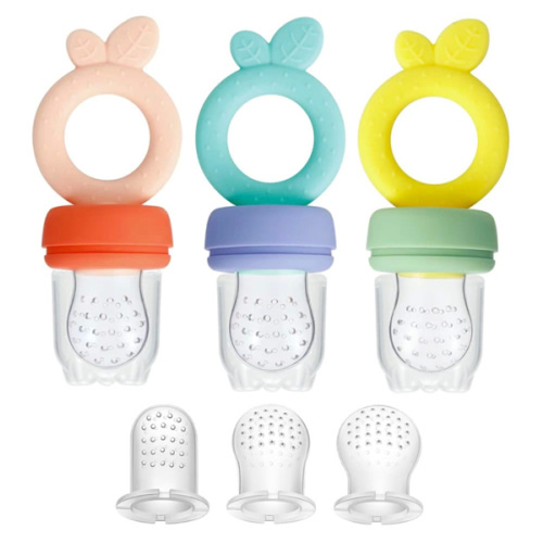 PandaEar 3 Pack Silicone Baby Fruit Food Feeder Pacifier with 3 Sizes Silicone Pouches, BPA Free Mesh Feeder for Infants