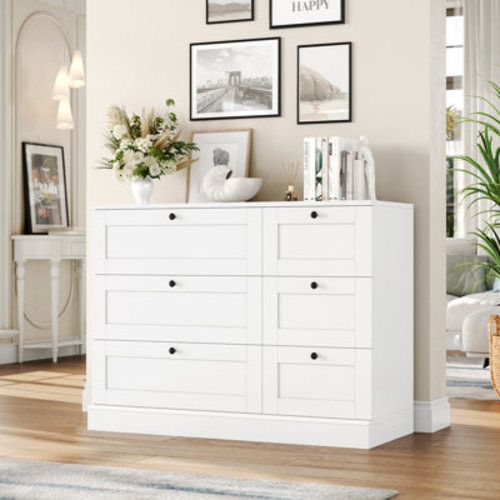 Wade Logan® Beckwourth 6 Drawer 43.31" W Wood Modern Double Dresser & Reviews | Wayfair