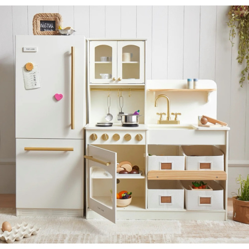 Tiny Land® Play Kitchen with Fridge - Serenity Kitchen & Fridge Set in Cream