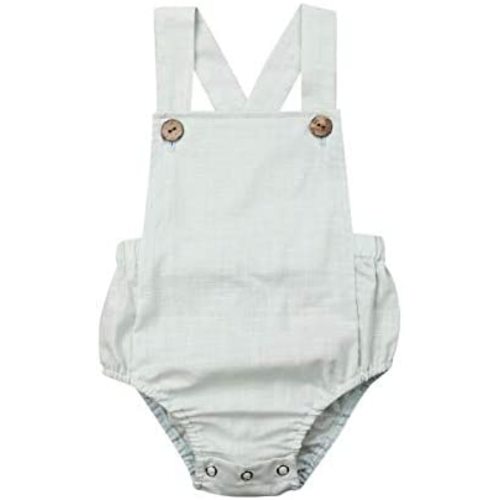 Newborn Baby Summer Romper Unisex Solid Color Button Jumpsuit Sleeveless Backless Overalls Outfits 1Pcs