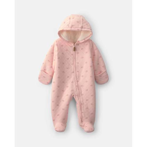 Baby Girl Sheep Teddy Fleece Long-Sleeve Jumpsuit - Pink