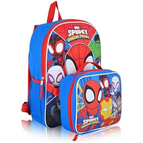 Marvel Spidey and His Amazing Friends Backpack With Lunch Box for Kids | Insulated Lunch Bag Lunch Box for Boys, Girls, Toddlers | Backpack for School and Reusable Lunchbox