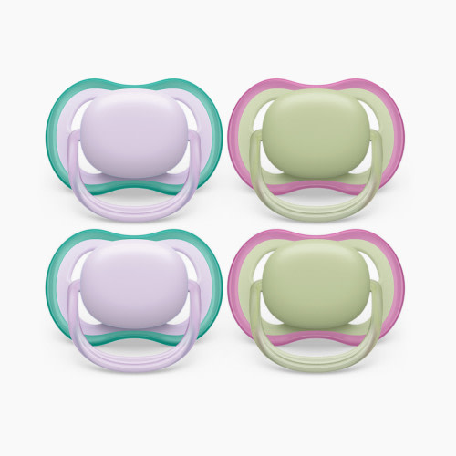 Philips Avent Ultra Air Pacifier, 0-6 Months (4 Pack) - Fresh Lilac/Pastel Green, 4