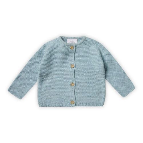 Stellou & Friends 100% Cotton Cardigan Sweater for Boys & Girls Ages 0-6 Years, Color: Pistachio green melange, Size: 3-6 months
