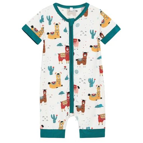 Baby Boys Girls Romper Short Sleeve Infant Sleepers Play Romper Soft Viscose from Bamboo Pajamas Toddler 0-24M