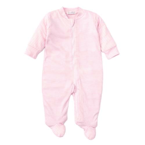 Pink Simple Stripes Zip Footie