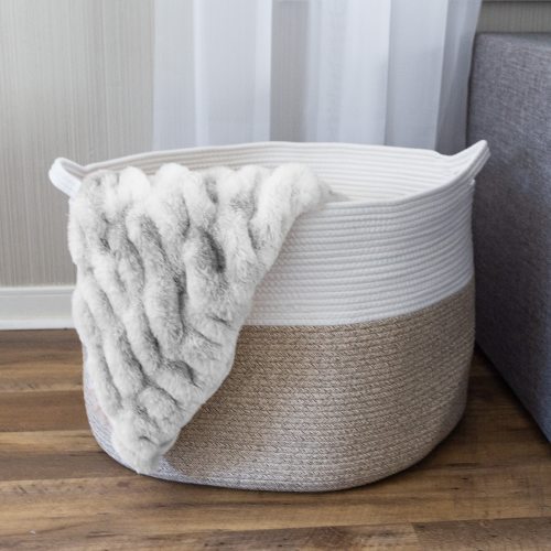 Home-Complete X-large Brown Cotton Collapsible Basket