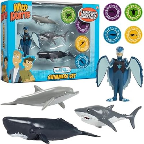 Wild Kratts 4-Pack Action Figure Set - Activate Creature Power - Swimmers