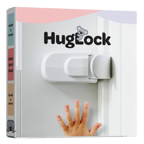 Huglock - The Snap-On Door Lock Kids Can't Reach or Defeat - No Tools or Adhesives Required - Works With Door Knob, Lever or Handle - Childproof Safety Locks are Toddler, Baby and Child Proof (1 Pack)