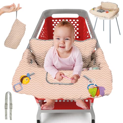 PILLANI Shopping Cart Cover for Baby, High Chair Cover for Restaurant Seat - Grocery Cart Cover for Baby Girl and Boy, Comfortable Cotton Buggy Covers for Babies - Padded Toddler Shopping Cart Cover