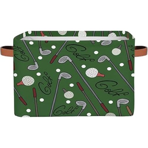 MARYHFENVA Sports Golf Rectangle Storage Basket Golf Ball Foldable Storage Bin Cubes with Handles Large Organizer Bins Boxes Toy Closet Shelf Nursery Laundry Basket Home Decor