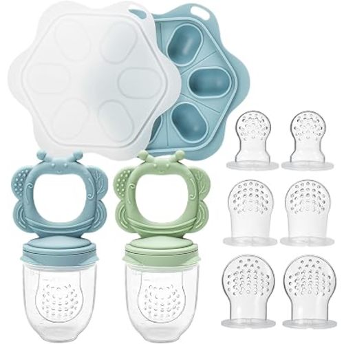 MR.TIMELAG 9 Pack Baby Fruit Food Feeder & Freezer Tray Set Additional Sacs