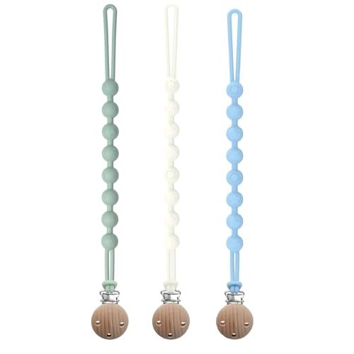 Shoprox Pacifier Holder Clip, Binky Clips for Baby Pacifiers 3 Pack, Keep Pacifiers Clean and Secure, Soft and Flexible Paci Clips, Pacifier Clips Baby Girl and Baby Boy
