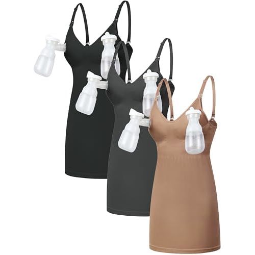 GXXGE Nursing Bra Pumping Bra Hands Free Maternity Nursing Tank Cami for Breastfeeding with Adjustable Straps