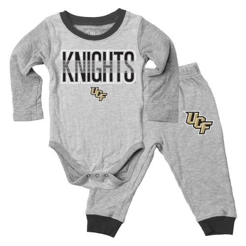 UCF Knights Wes & Willy Infant Jie Jie Long Sleeve Bodysuit & Pants Set - Heather Gray