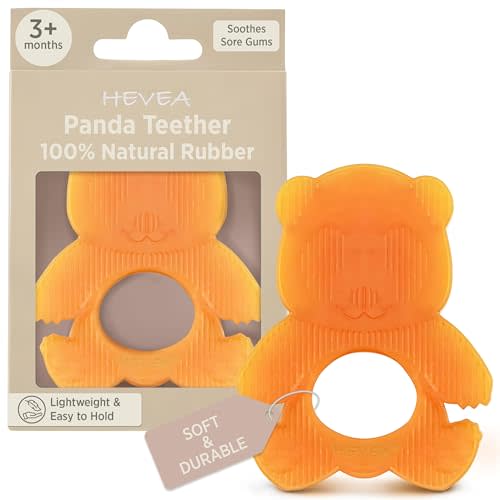 HEVEA Natural Rubber Baby Teether - for Soothing Sore and Itchy Gums, Baby Teething Toy - Bpa, Silicone Free - 4+ Months, Single Pack (Panda)