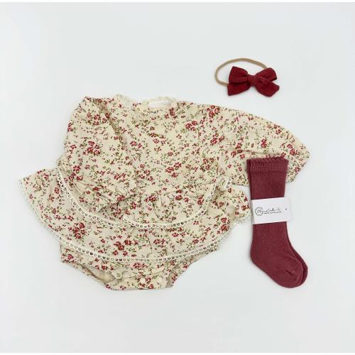 Bella Floral Baby Romper with Bow plus options – Pomegranate BELLA
