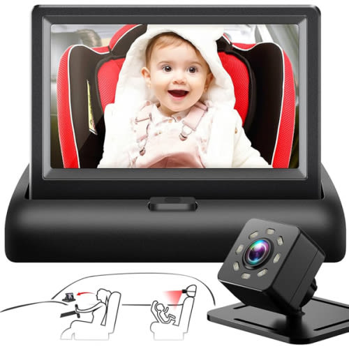 Baby Car Mirror with 4.3'' HD Night Vision Function Display, Safety Car Seat Camera with Wide Crystal Clear View, Easily Observe The Baby’s Move(Not USB)