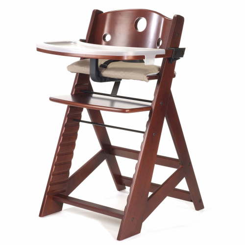 Height Right™ High Chair - Safe, comfortable seat children, adjustable wood high chair is ideal for children aged 6 mos. to 3 years- MAHOGANY